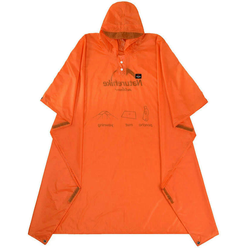 Пончо-дождевик 3 в 1 Naturehike NH17D003-M, 20D, оранжевый фото 1