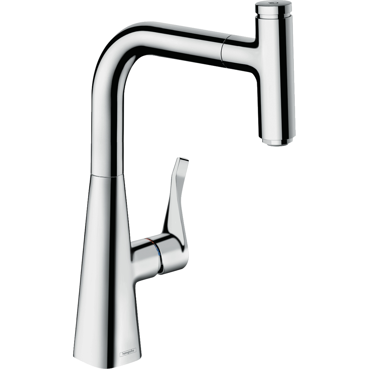 Змішувач Hansgrohe Metris Select для кухонної мийки, 222 мм, поворотний, витяжний, важіль + кнопка, хром (14857000)фото