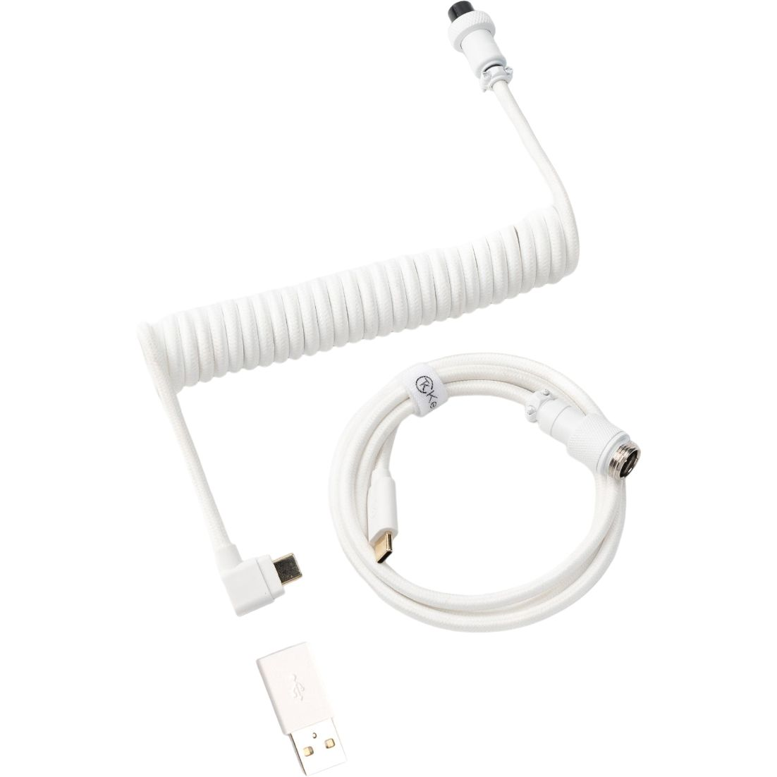 Кабель Keychron USB-A/USB-C – Type-C Data/Charge Coiled Angled Aviator 1.36m, White (CAB9_KEYCHRON)фото