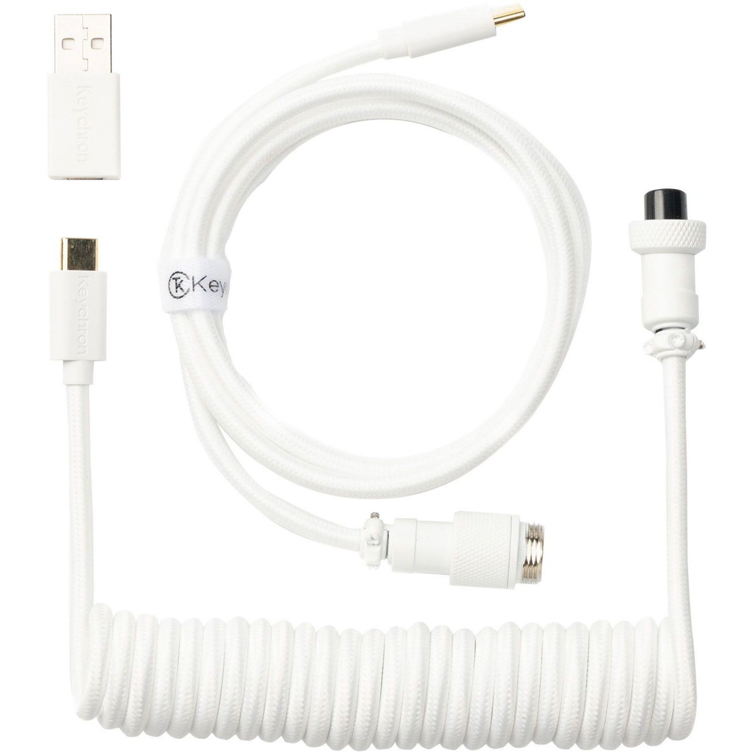 Кабель Keychron USB-A/USB-C – Type-C Data/Charge Coiled Aviator 1.36m, White (CABW_KEYCHRON)фото