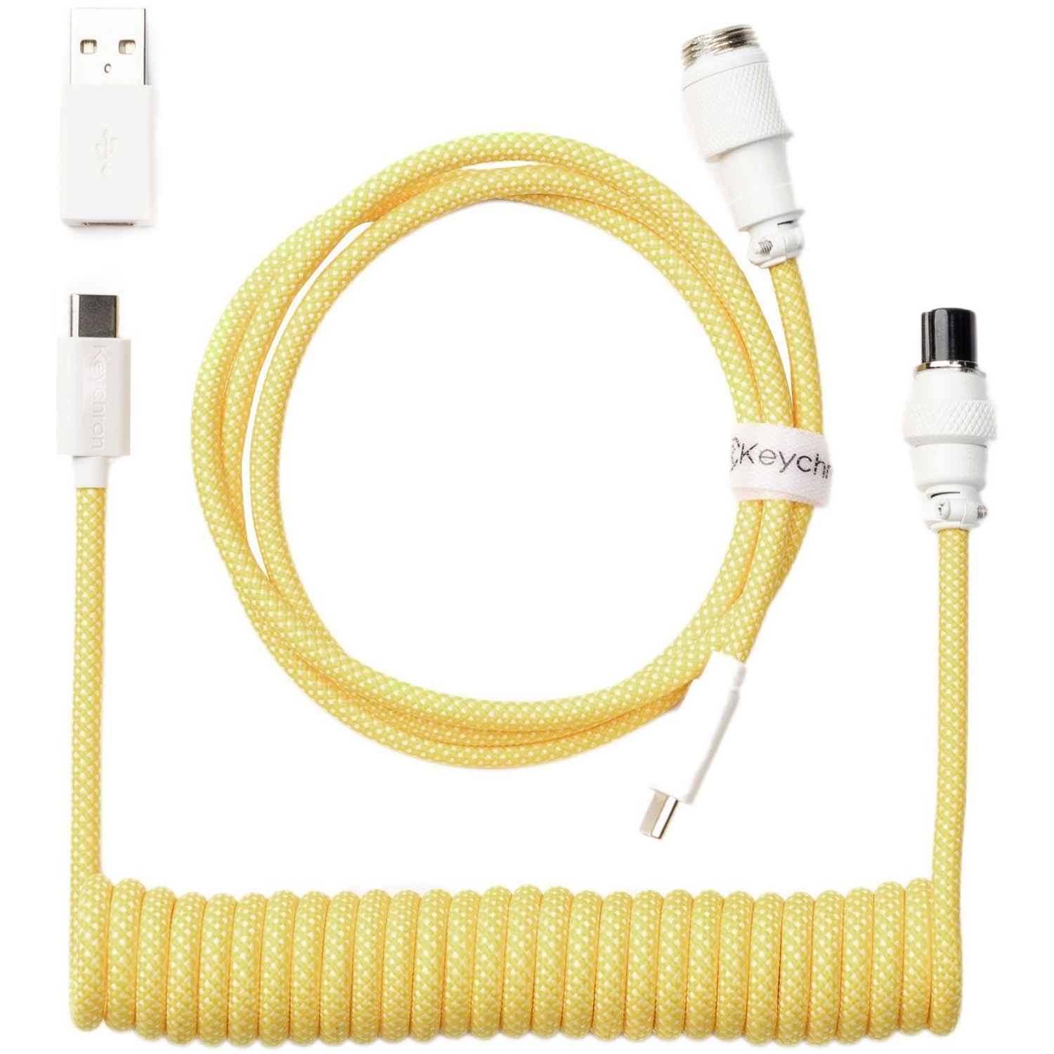 Кабель Keychron USB-A/USB-C - Type-C Data/Charge Coiled Aviator 1.36m, Yellow (CAB16_KEYCHRON) фото 