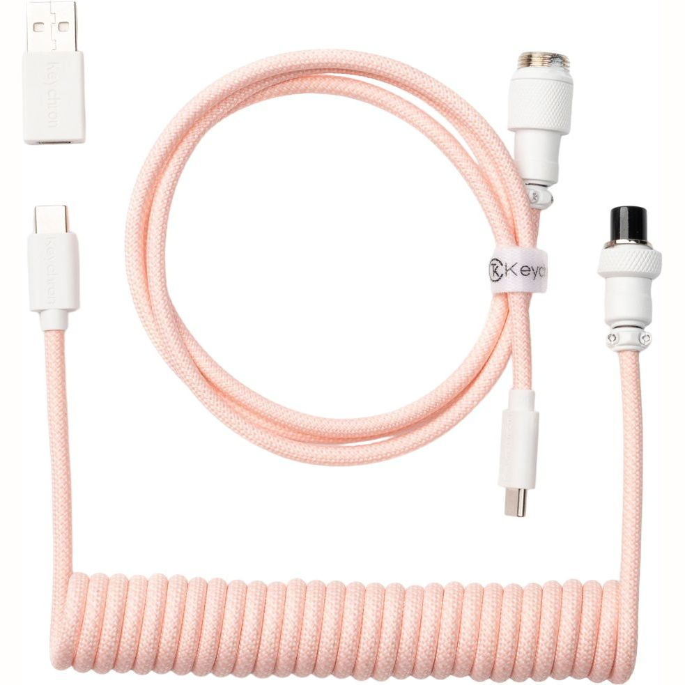 Кабель Keychron USB-A/USB-C - Type-C Data/Charge Coiled Aviator 1.36m, Pink (CAB15_KEYCHRON) фото 