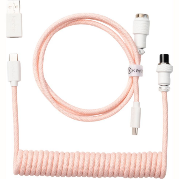 Акція на Кабель Keychron USB-A/Type-C - Type-C Data/Charge Coiled Aviator 1.36m, Pink (CAB15_KEYCHRON) від MOYO