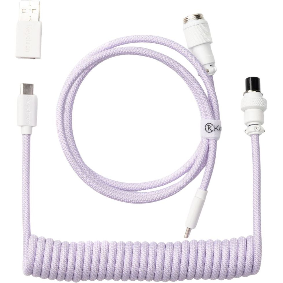 Кабель Keychron USB-A/USB-C – Type-C Data/Charge Coiled Aviator 1.36m, Purple (CAB17_KEYCHRON)фото