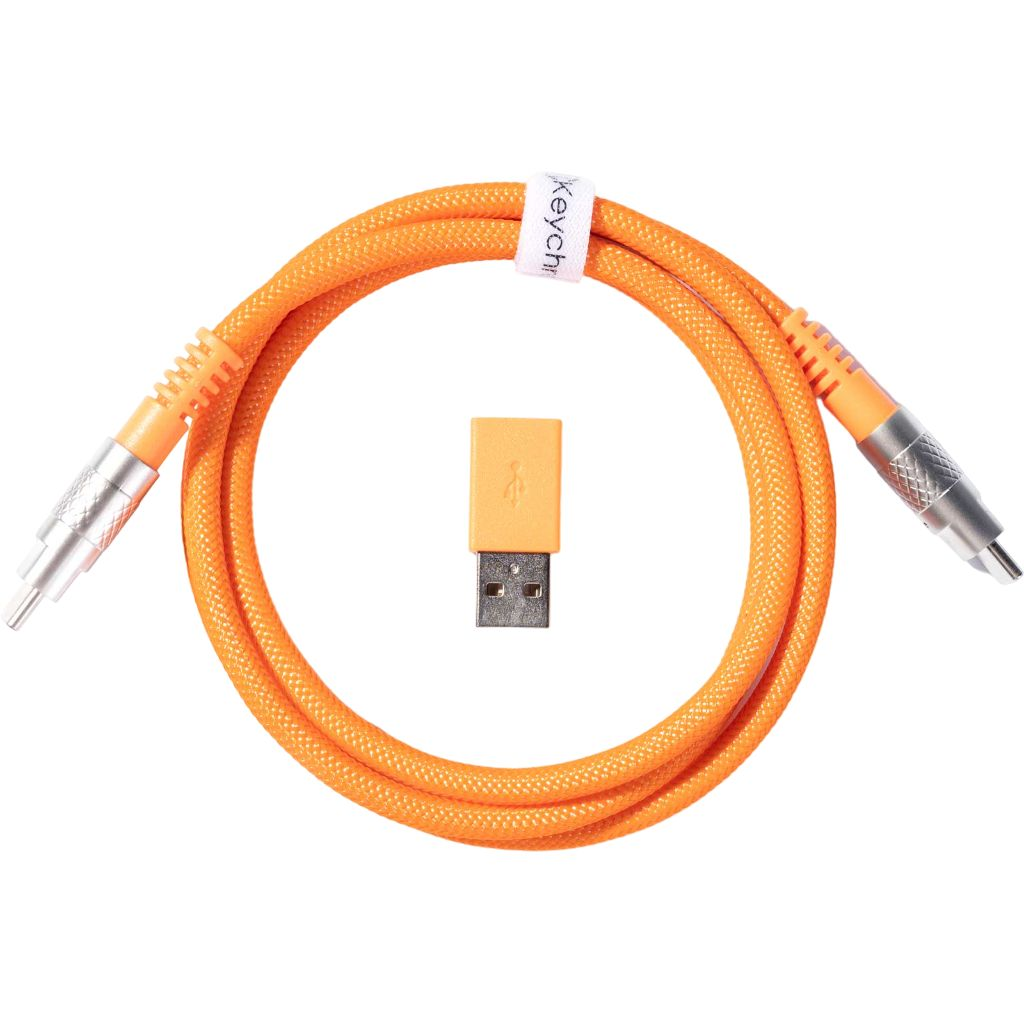 Кабель Keychron USB-A/USB-C - Type-C Data/Charge Double-Sleeved Geek 1m, Orange (CAB22_KEYCHRON) фото 