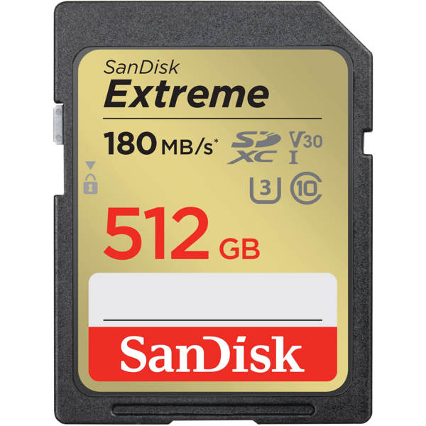 Акція на Карта памяти SanDisk SD 512GB C10 UHS-I U3 R180/W130MB/s Extreme V30 (SDSDXVV-512G-GNCIN) від MOYO