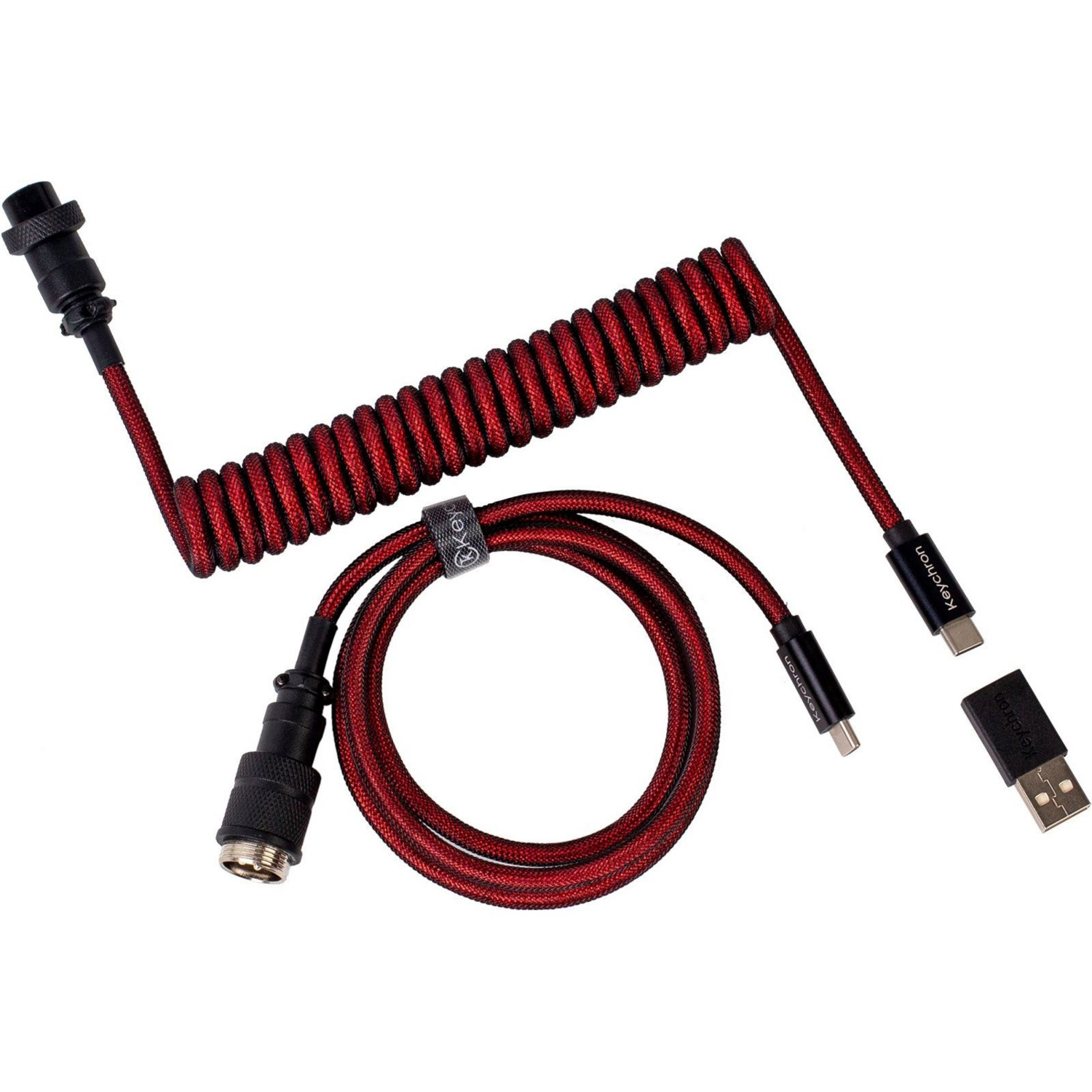 Кабель Keychron USB-A/USB-C Premium Coiled Aviator Cable-Straight Red (CAB2_KEYCHRON)фото