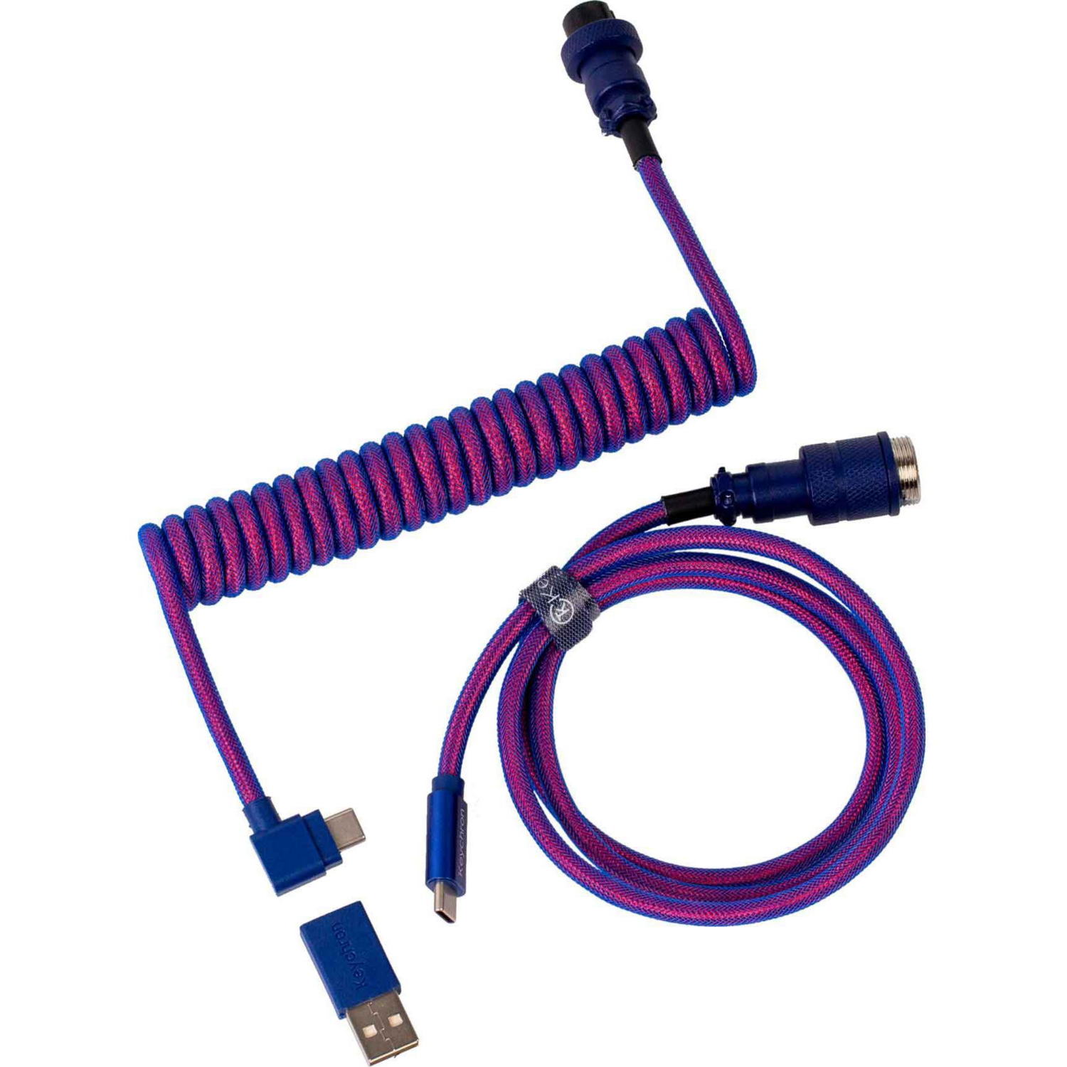 Кабель Keychron USB-A/USB-C Premium Coiled Aviator Cable-Angled Purpule (CAB3_KEYCHRON)фото