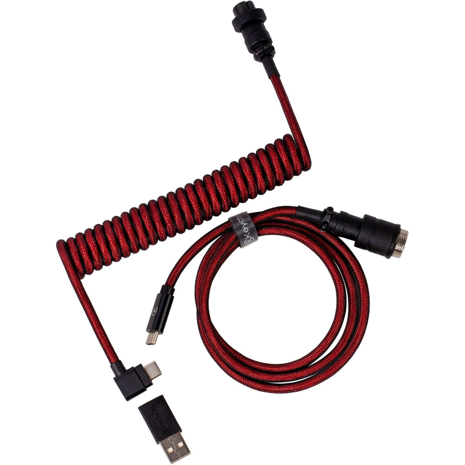 Кабель Keychron USB-A/USB-C Premium Coiled Aviator Cable-Angled Red (CAB4_KEYCHRON)фото