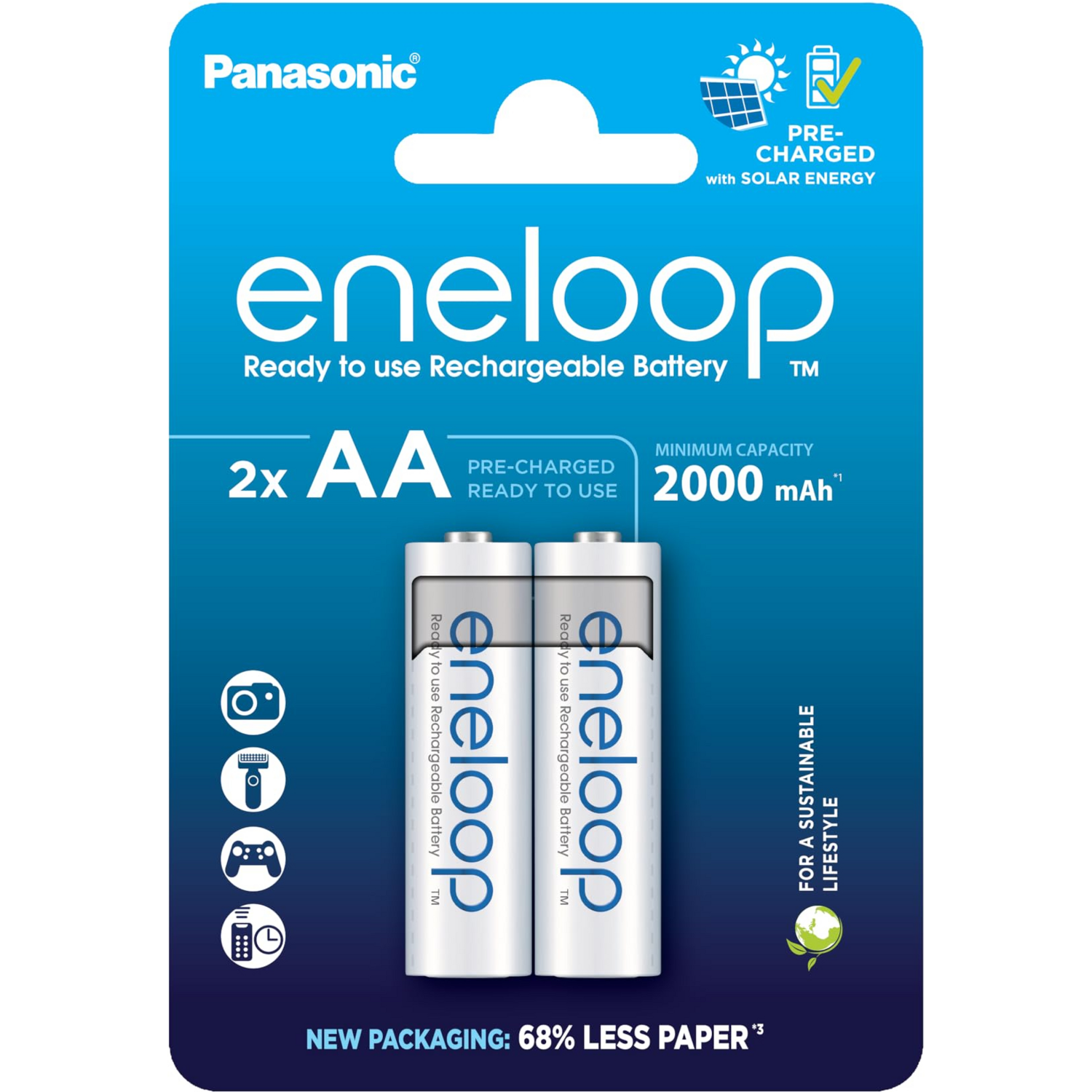 Акумулятор Panasonic Eneloop NI-MH AA 2000 мАг, 2 шт. (BK-3MCDE/2CP)фото