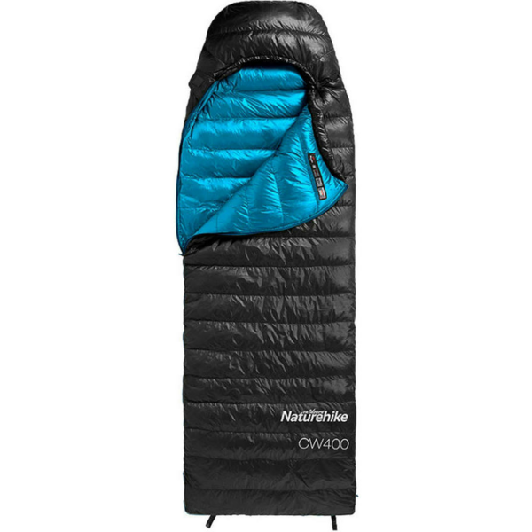 Акція на Спальник с натуральным пухом Naturehike CW400 NH18C400-D, р-р L, черно-голубой від MOYO