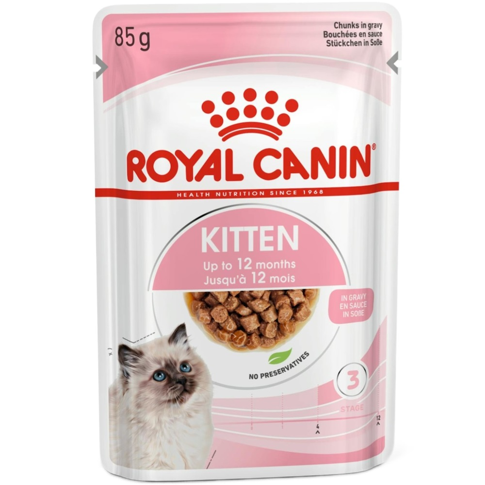 Влажный корм для котят Royal Canin Kitten кусочки в соусе 85г фото 