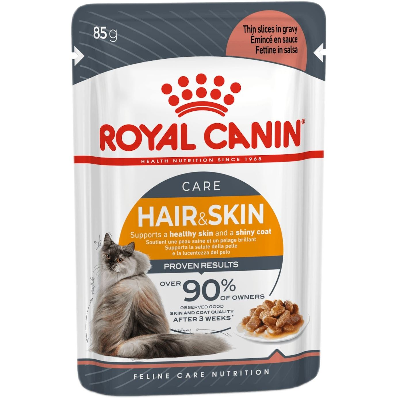 Влажный корм для котов Royal Canin Hair&amp;Skin Care кусочки в соусе 85г фото 