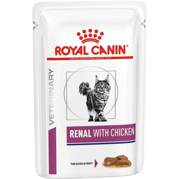 

Влажный корм для котов Royal Canin Renal при заболеваниях почек с курицей 85г