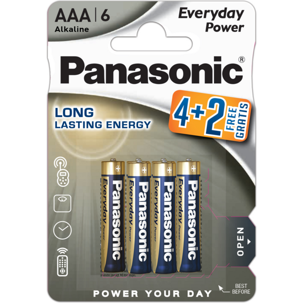 

Батарейка Panasonic Everyday Power AAA BLI 6 Alkaline (LR03REE/6B2F)