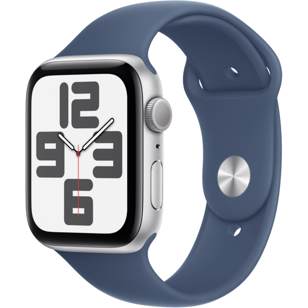 Акція на Смарт-часы Apple Watch SE GPS 44mm Silver Aluminium Case with Denim Sport Band - S/M (2024) від MOYO