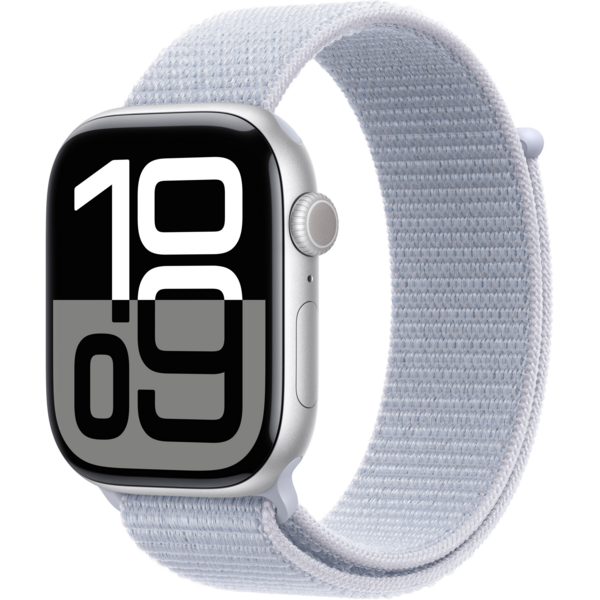 Акція на Смарт-часы Apple Watch Series 10 GPS 46mm Silver Aluminium Case with Blue Cloud Sport Loop від MOYO