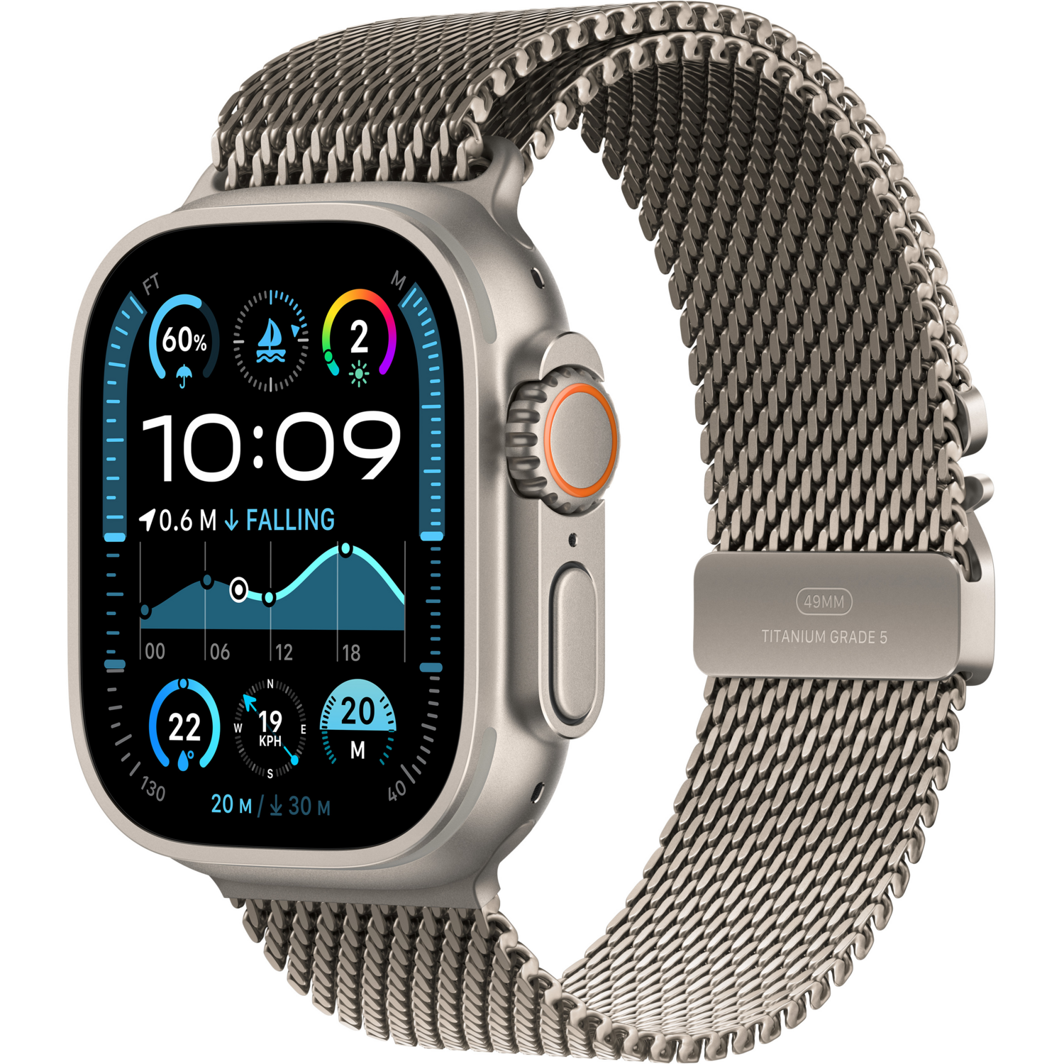 Смартгодинник Apple Watch Ultra 2 49mm Natural Titanium Case with Natural Titanium Milanese Loop – S (2024)фото