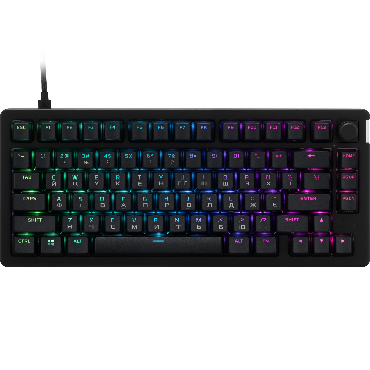 Игровая клавиатура HyperX Alloy Rise 75 PBT HX Red USB RGB EN/UKR, Black (7G7A4AA) фото 