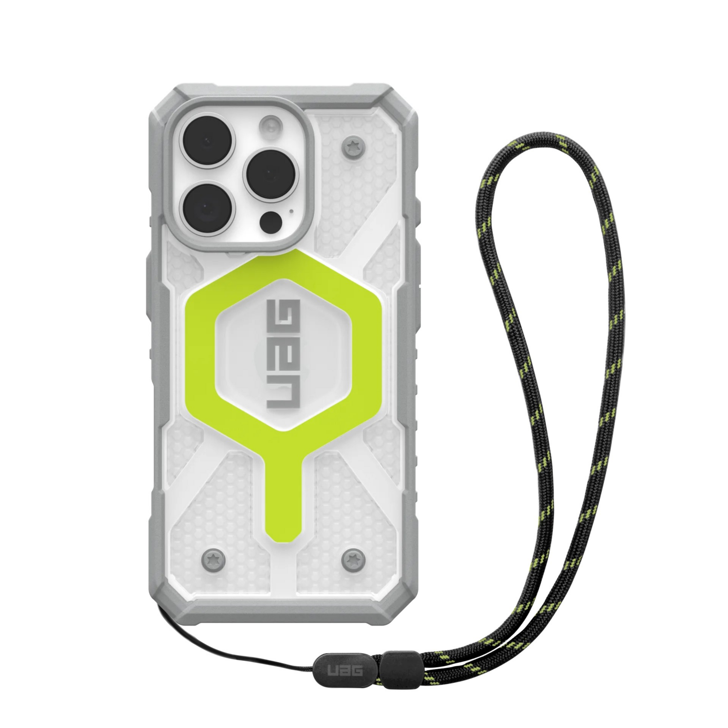 Чохол + ремінець UAG для Apple iPhone 16 Pro Pathfinder Clear Magsafe, Active Neon Lanyard (1144641BV01)фото