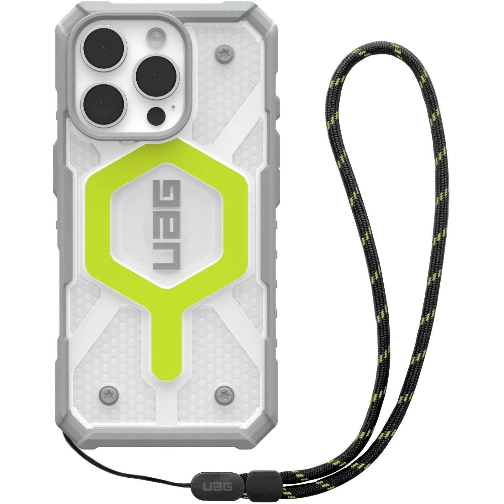 Чехол + ремешок UAG для Apple iPhone 16 Pro Pathfinder Clear Magsafe, Active Neon Lanyard (1144641BV01) фото 1