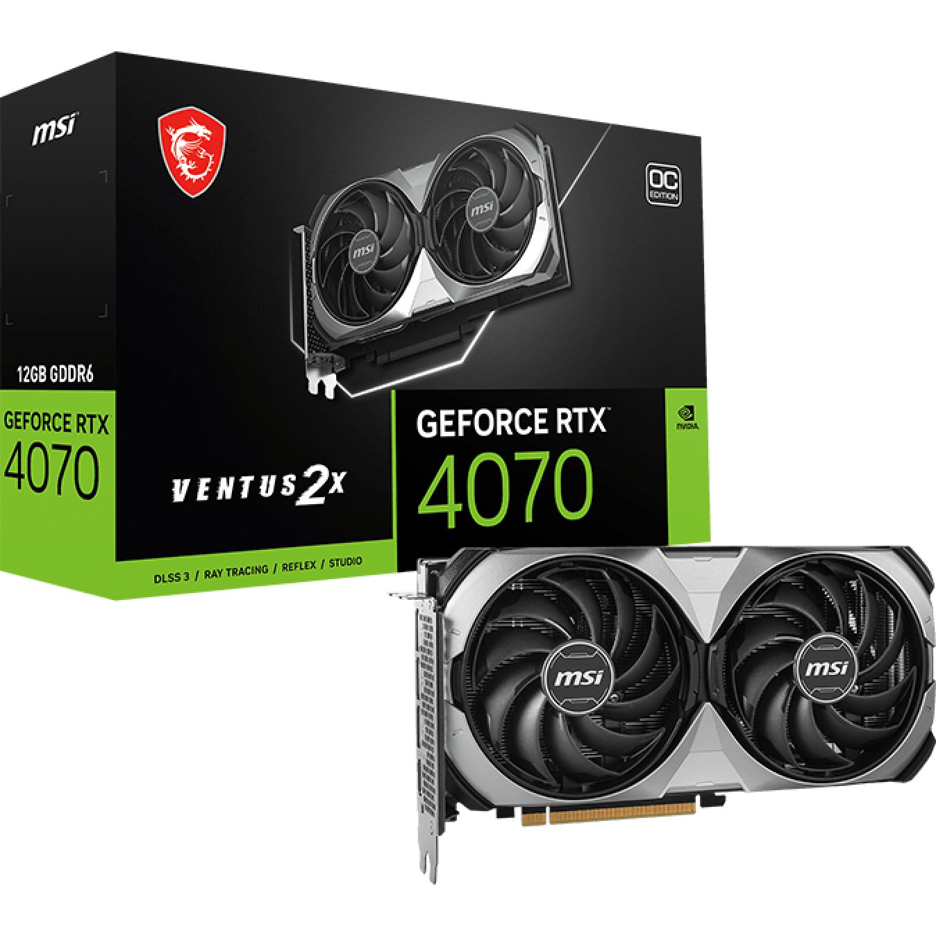 Видеокарта MSI GeForce RTX 4070 12GB GDDR6 VENTUS 2X E1 OC (912-V512-018) фото 