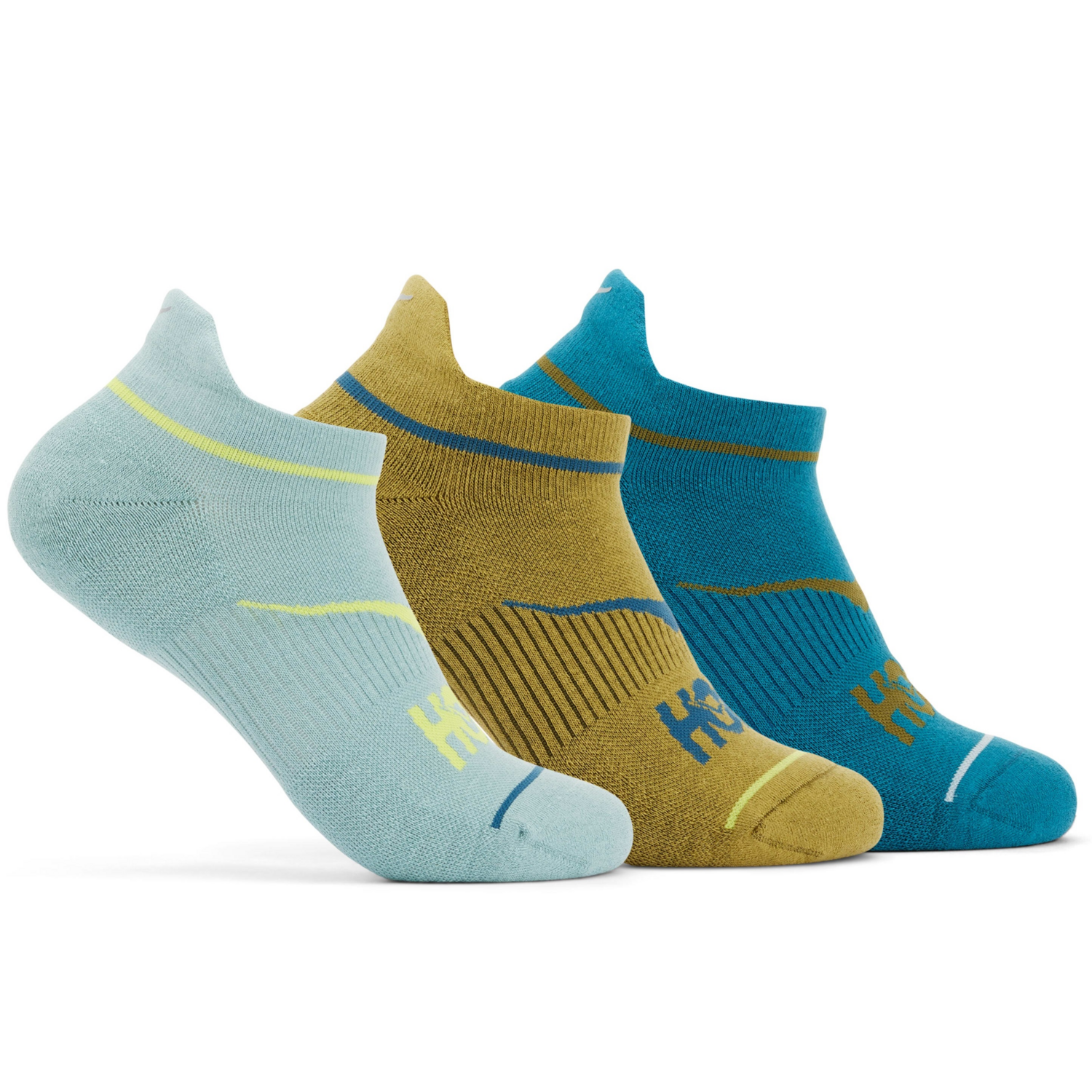 Шкарпетки HOKA ( 1122930 ) NO-SHOW RUN SOCK 3-PACK 2024 Sherbet/Limestone/Dazzing Blue 34-38 мультиколорфото