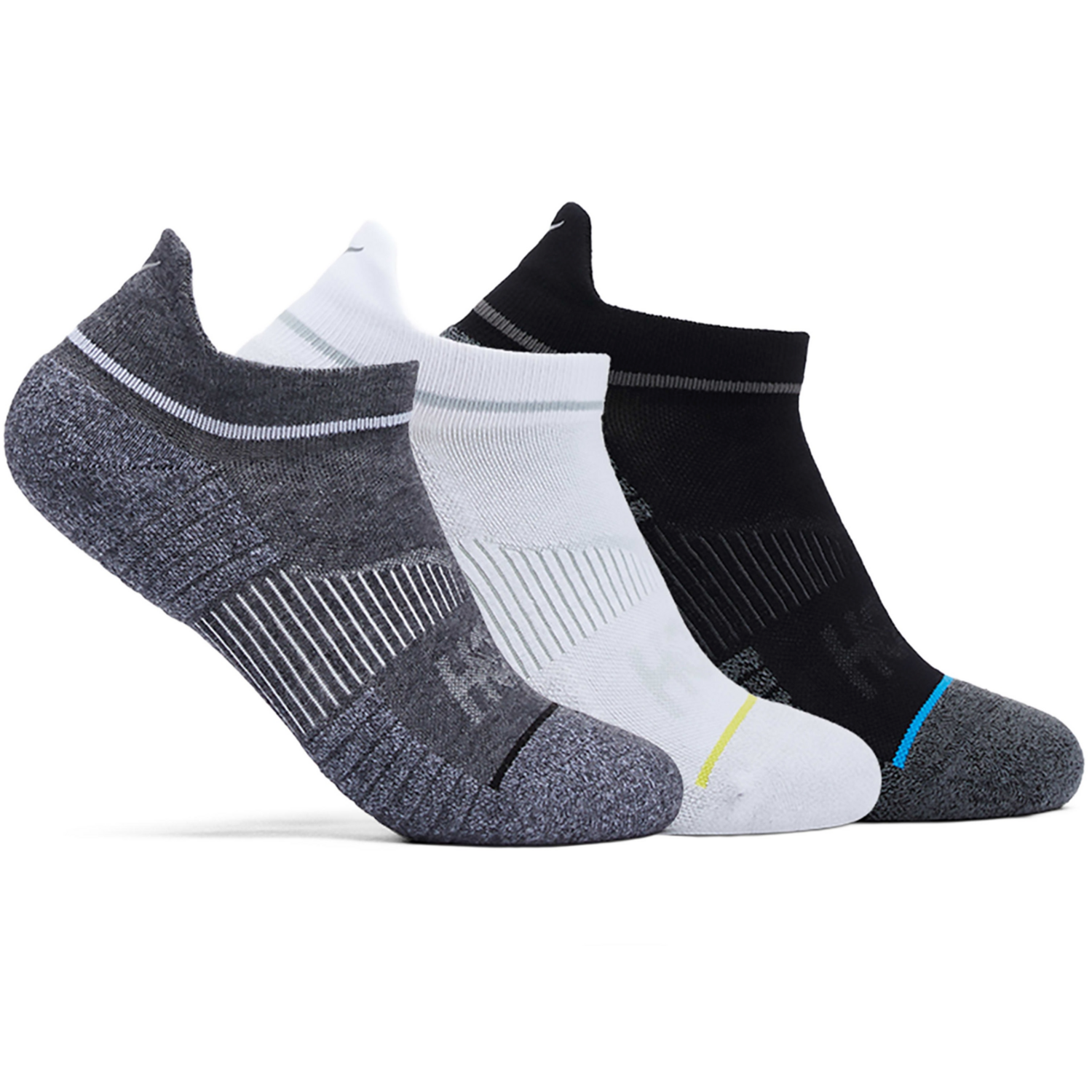 Шкарпетки HOKA ( 1122930 ) NO-SHOW RUN SOCK 3-PACK 2024 White/Black/Grey 38-42 мультиколорфото