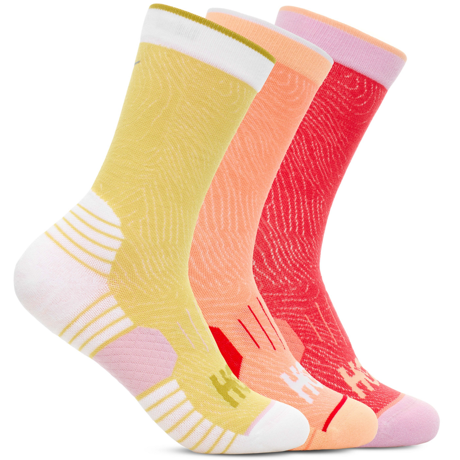 Шкарпетки HOKA ( 1122931 ) CREW RUN SOCK 3-PACK 2024 Cerise/Papaya/Aura 42-46 мультиколорфото