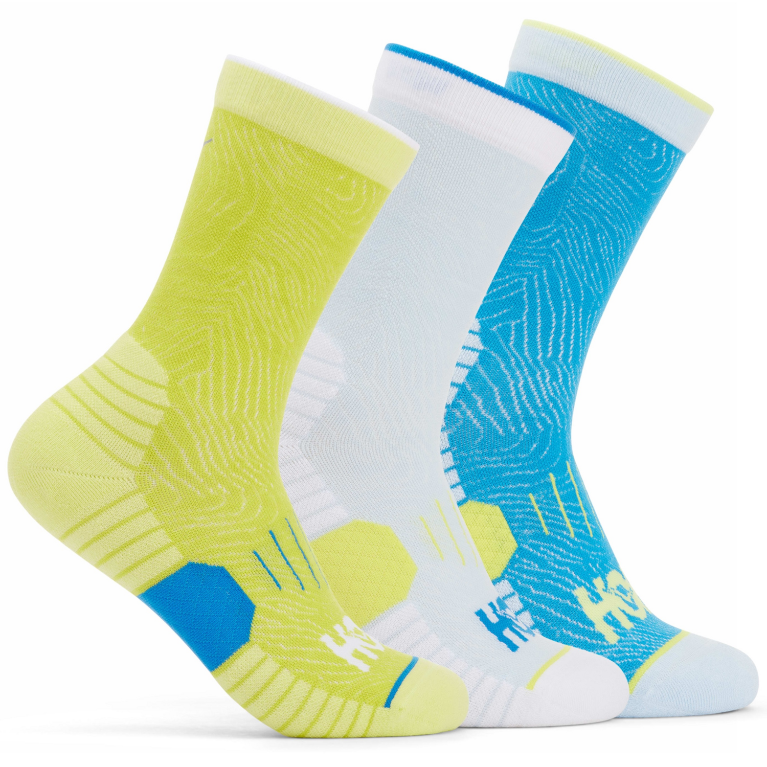 Шкарпетки HOKA ( 1122931 ) CREW RUN SOCK 3-PACK 2024 Diva Blue/Ice Water/Evening Primrose 42-46 мультиколорфото