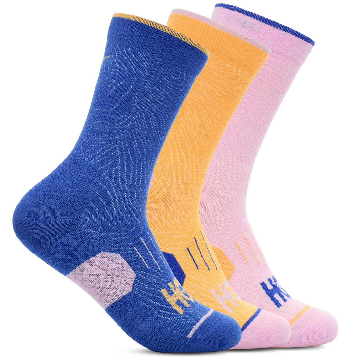 Носки HOKA ( 1122931 ) CREW RUN SOCK 3-PACK 2024 Pink Twilight / Sherbet / Dazzling Blue 38-42 мультиколор фото 