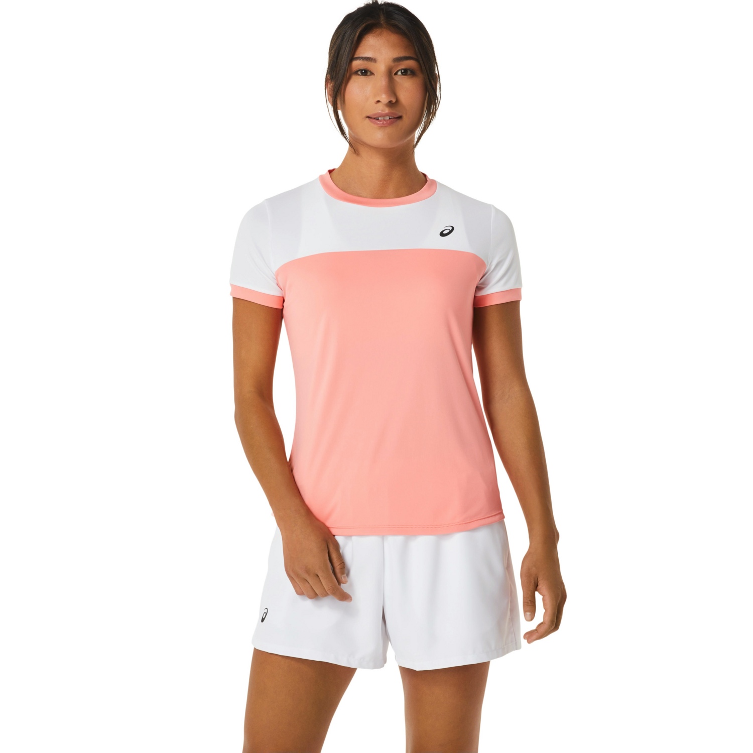 Футболка Asics ( 2042A262 ) WOMEN COURT SS TOP 2024 GUAVA / BRILLIANT WHITE M розовый фото 