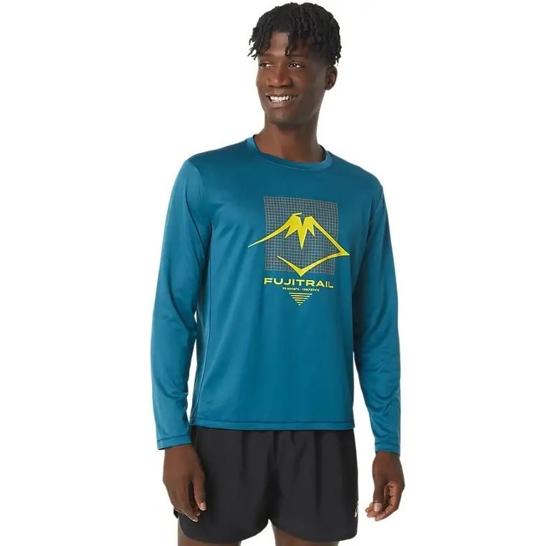 Лонгслив для бега Asics ( 2011C720 ) FUJITRAIL LOGO LS TOP 2023 407 INK TEAL S синий фото