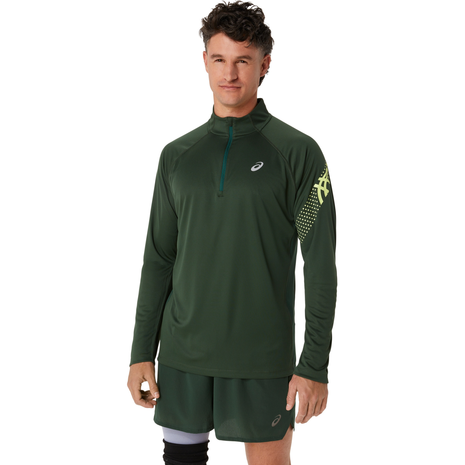 Лонгслив Asics ( 2011C732 ) ICON LS 1/2 ZIP 2024 304 RAIN FOREST XL зеленый фото