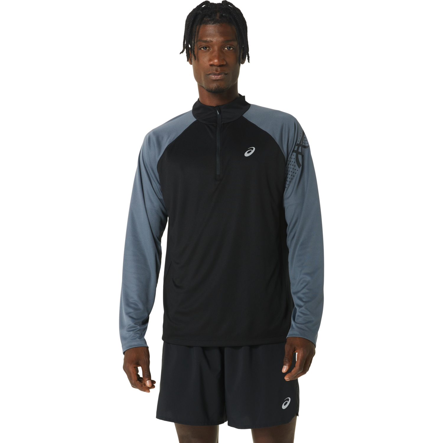 Лонгслив Asics ( 2011C732 ) ICON LS 1/2 ZIP 2024 PERFORMANCE BLACK / CARRIER GREY S черный фото