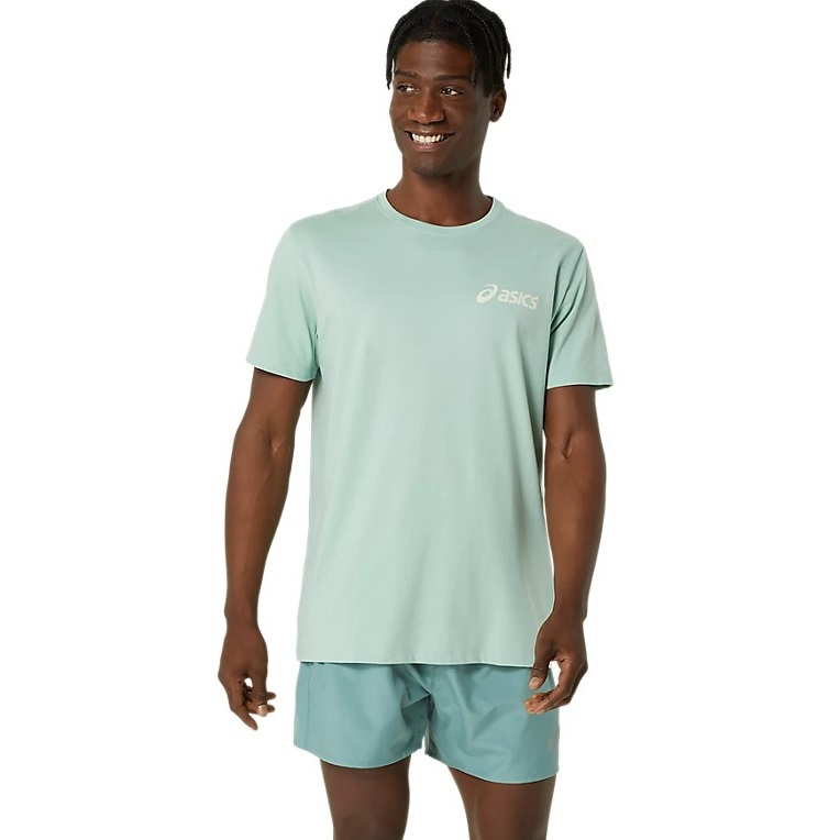 Футболка для бігу Asics ( 2031E659 ) ASICS CHEST LOGO SS TEE 2024 LIGHT CELADON/BIRCH L м&#039;ятнийфото