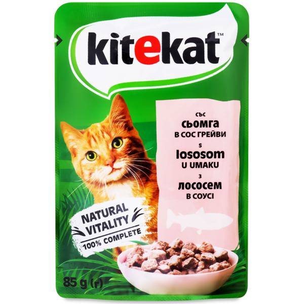 

Влажный корм для взрослых кошек Kitekat с лососем в соусе 85г