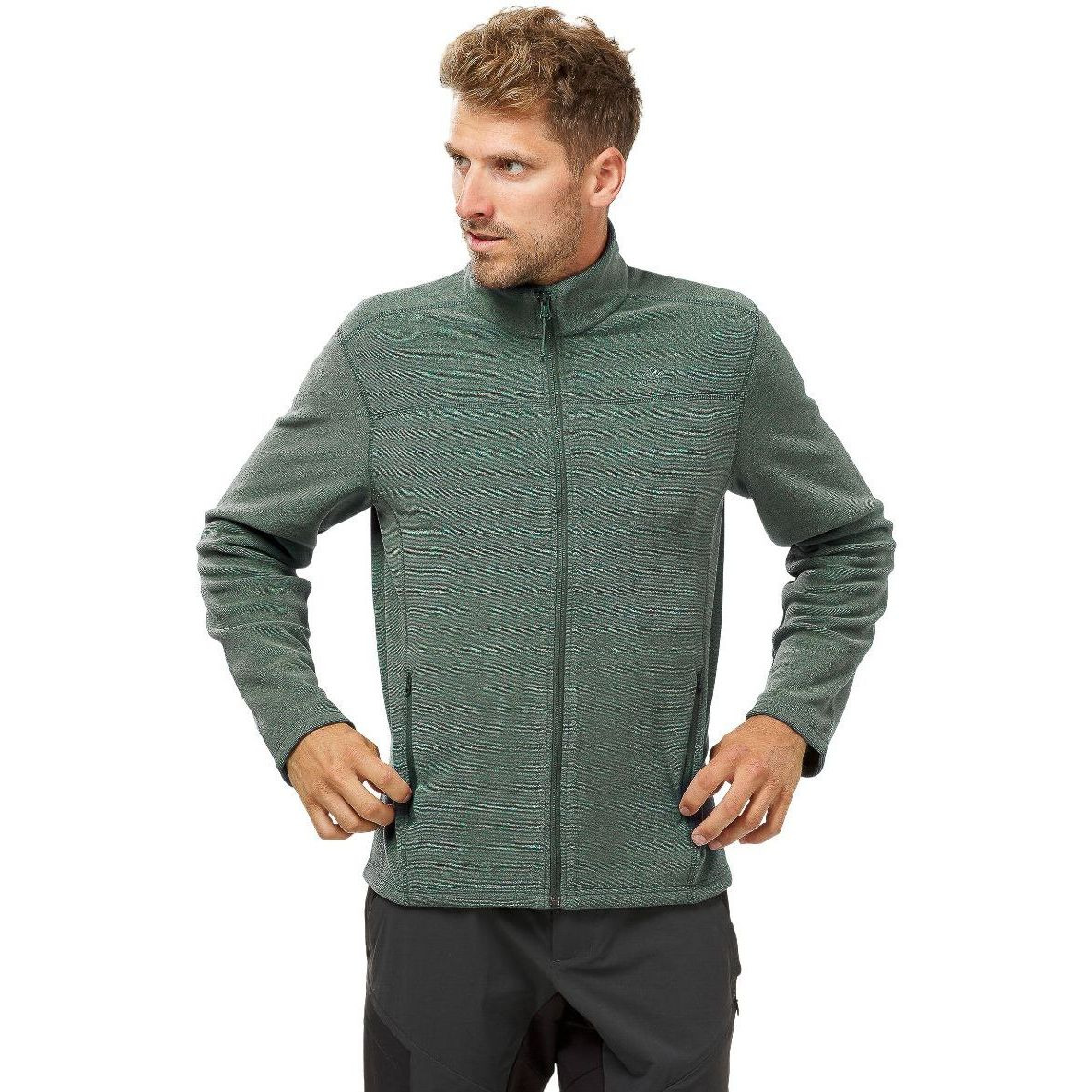 Флисовая кофта мужская для туризма Quechua MH120 8749613 3XL зеленая фото