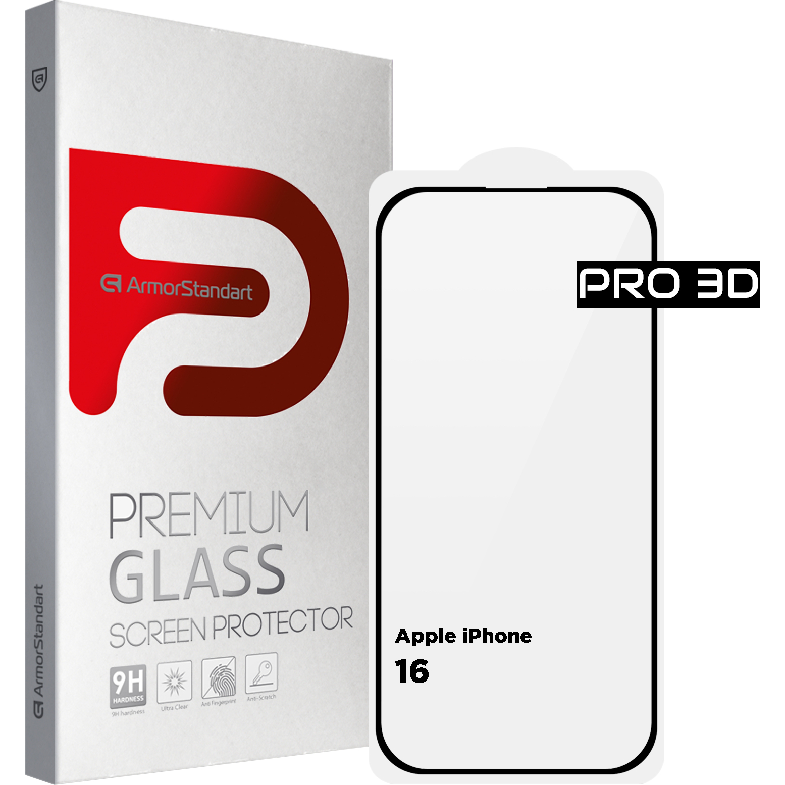 Защитное стекло ArmorStandart Pro 3D для Apple iPhone 16 Black (ARM78032) фото 1