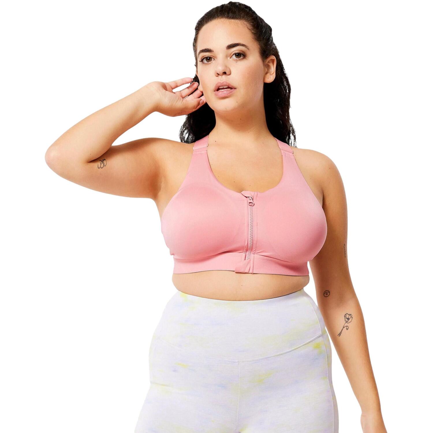 Спортивный топ женский Domyos 920 на молнии 8643064 XS розовый фото 