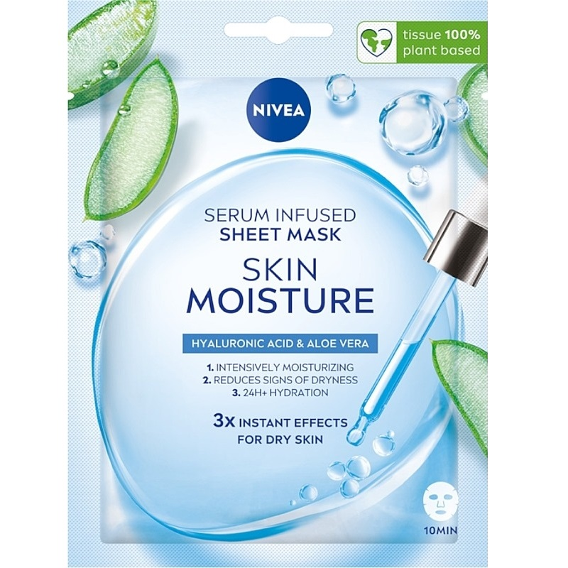 Маска тканевая для лица Nivea Skin moisture обогащенная сывороткой 28 г фото 