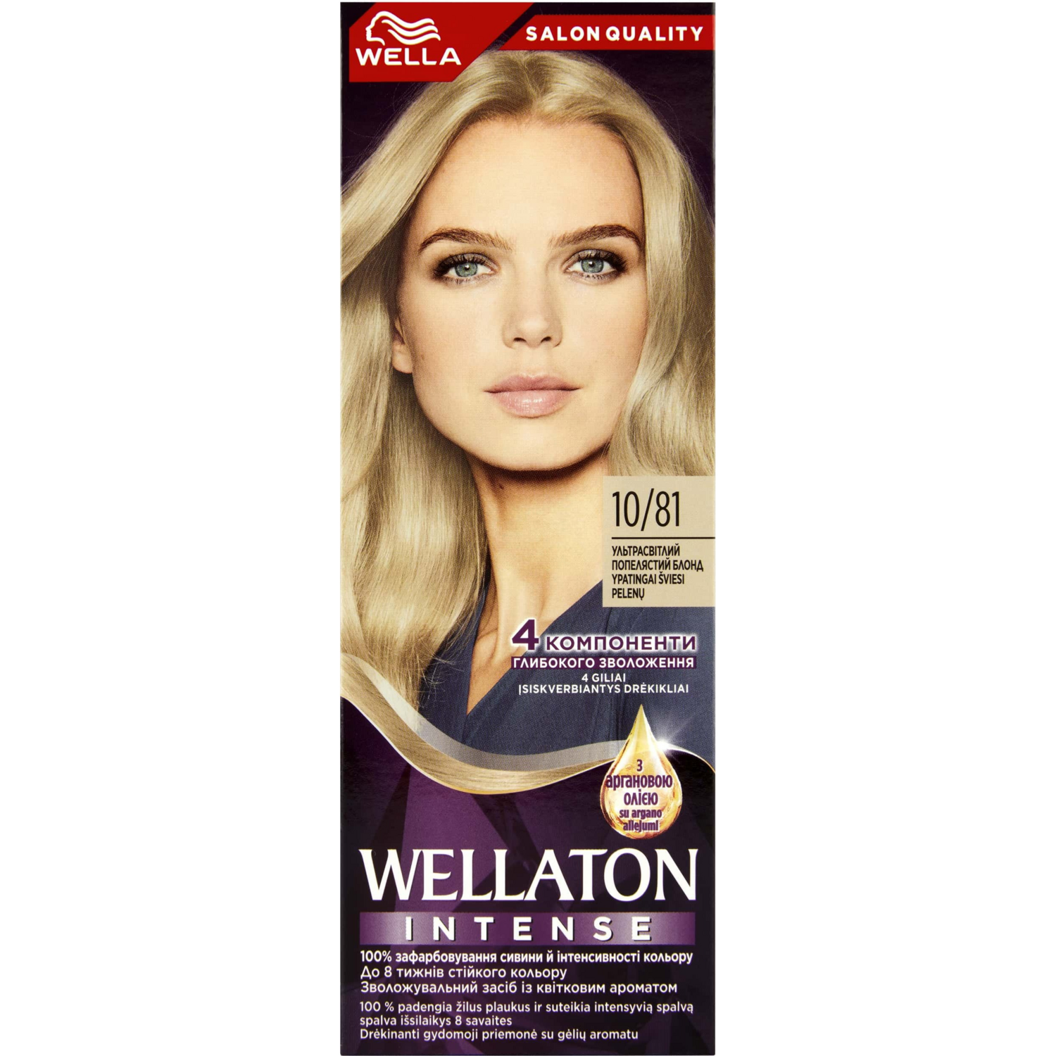 Краска для волос Wella Wellaton Intense 10/81 Ультрасветлый пепельный блонд фото 