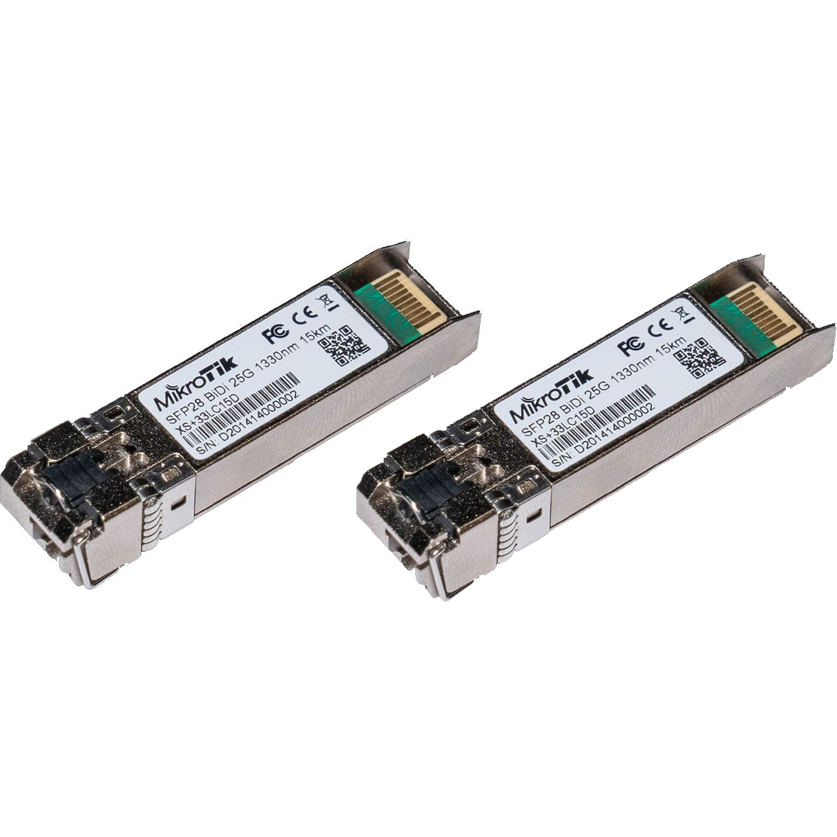 Комплект SFP-Трансиверов MikroTik XS+2733LC15D 1/10/25G 15км 1270nm + 1330nm (XS+2733LC15D) фото 