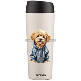 Термочашка Ardesto Coffee Time Maltipoo 450мл, нержавеющая сталь, бежевый фото 