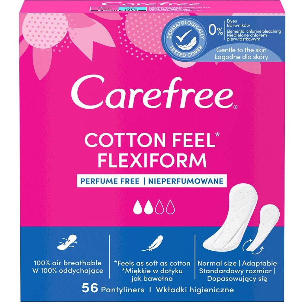 Прокладки гігієнічні щоденні Carefree Cotton Feel Flexiform без аромату 56 штфото