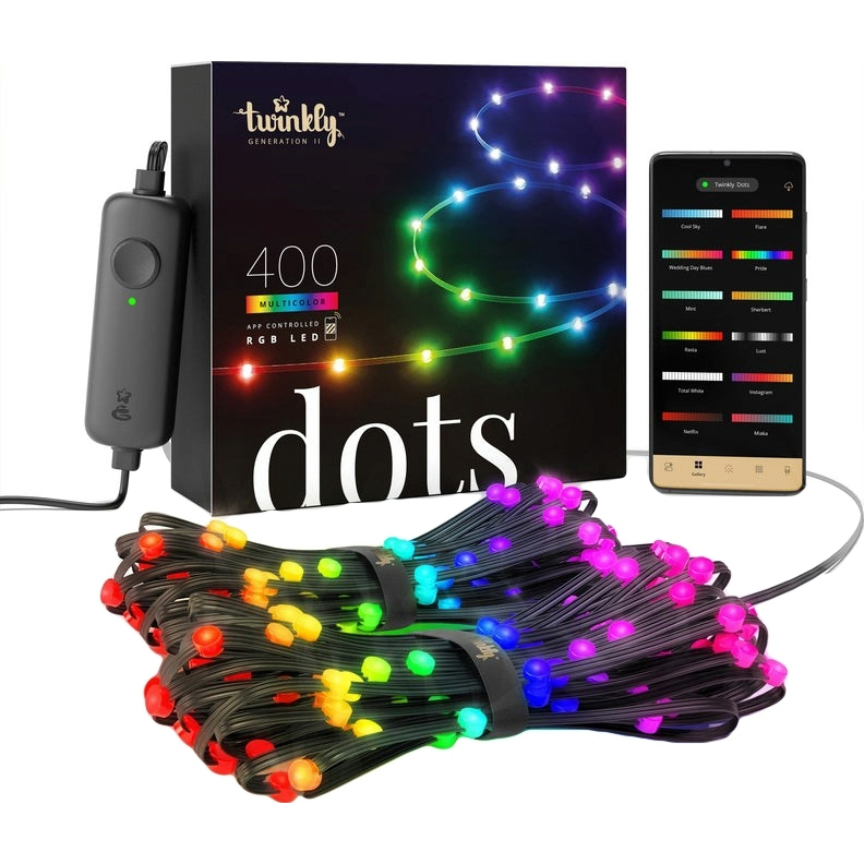 Smart LED Гирлянда Twinkly Dots 400 RGB LED Lights String Black Wire Plug (TWD400STP-BEU) фото