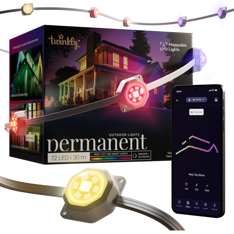 Smart LED Гирлянда Twinkly Permanent Light 72 RGB LED String, White Wire, Plug F (TWPL072STP-TEU) фото 1