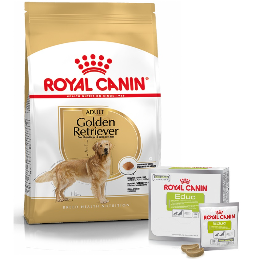 Набір для собак породи Золотистий ретрівер Сухий корм Royal Canin Golden Retriever Adult 12кг + Educ 30штфото