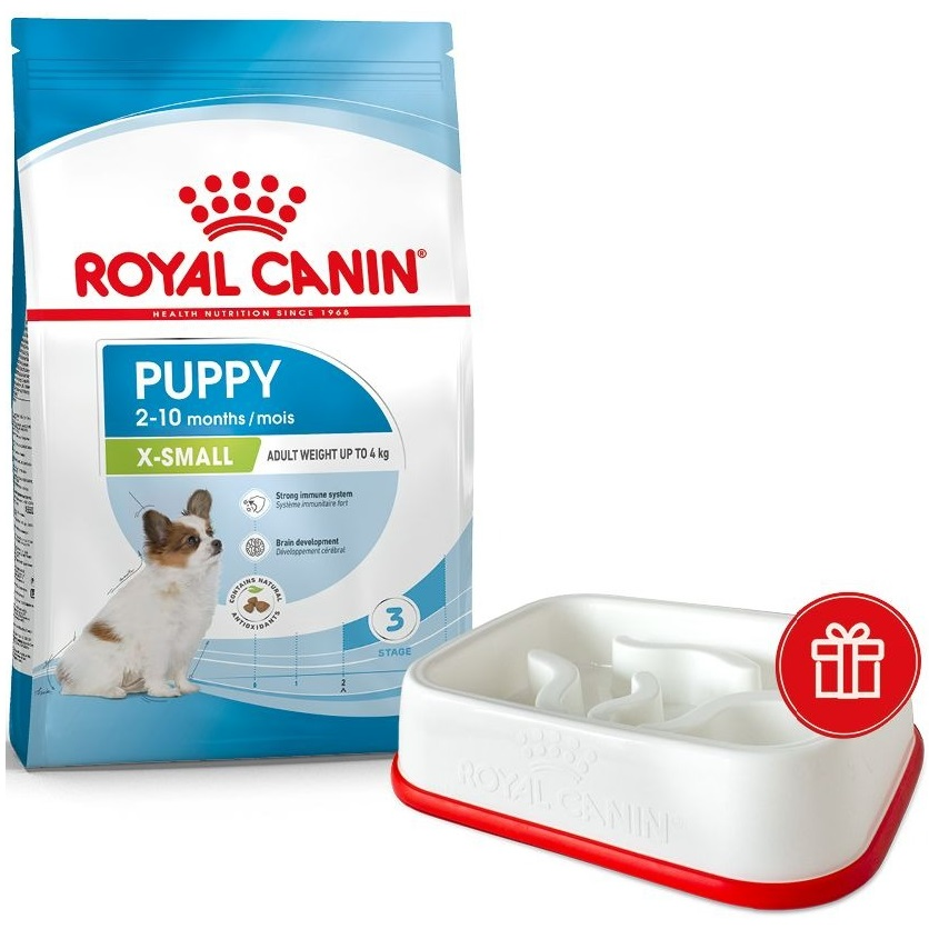 Сухой корм для щенков Royal Canin X-Small Puppy миниатюрных пород собак 3кг + кормушка в подарок фото 