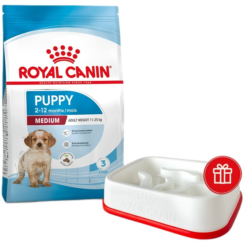 Сухой корм для щенков Royal Canin Medium Puppy средних пород собак 4кг + кормушка в подарок фото 